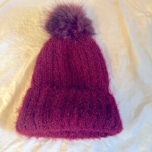 Red wine color, sparkling winter beanie